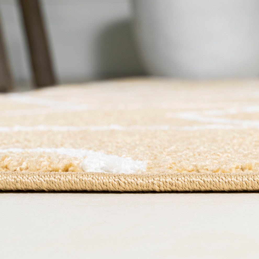 Tumbling Blocks Modern Geometric Gold/White 3'x5' Area Rug
