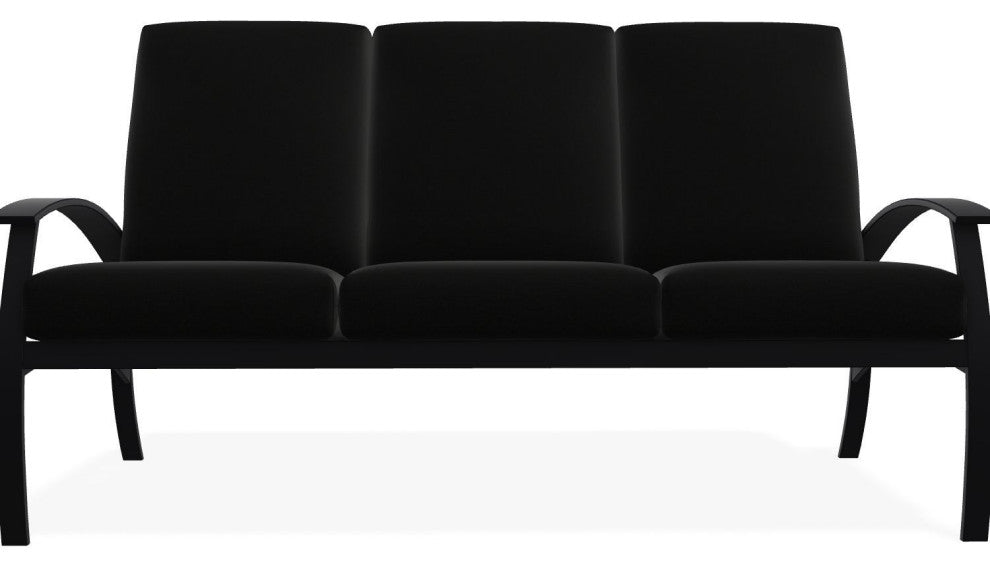 Belle Isle Cushion 3-Seat Outdoor Sofa, Black/Black