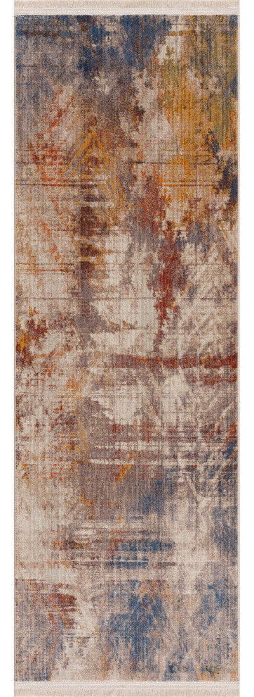 Distressed Geometric Area Rug, 2' X 6'