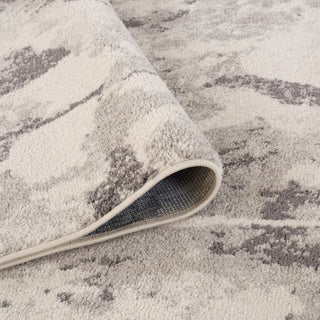 Clifton Abstract Ivory Gray Power-Loom Area Rug 5'3" x 7'6"