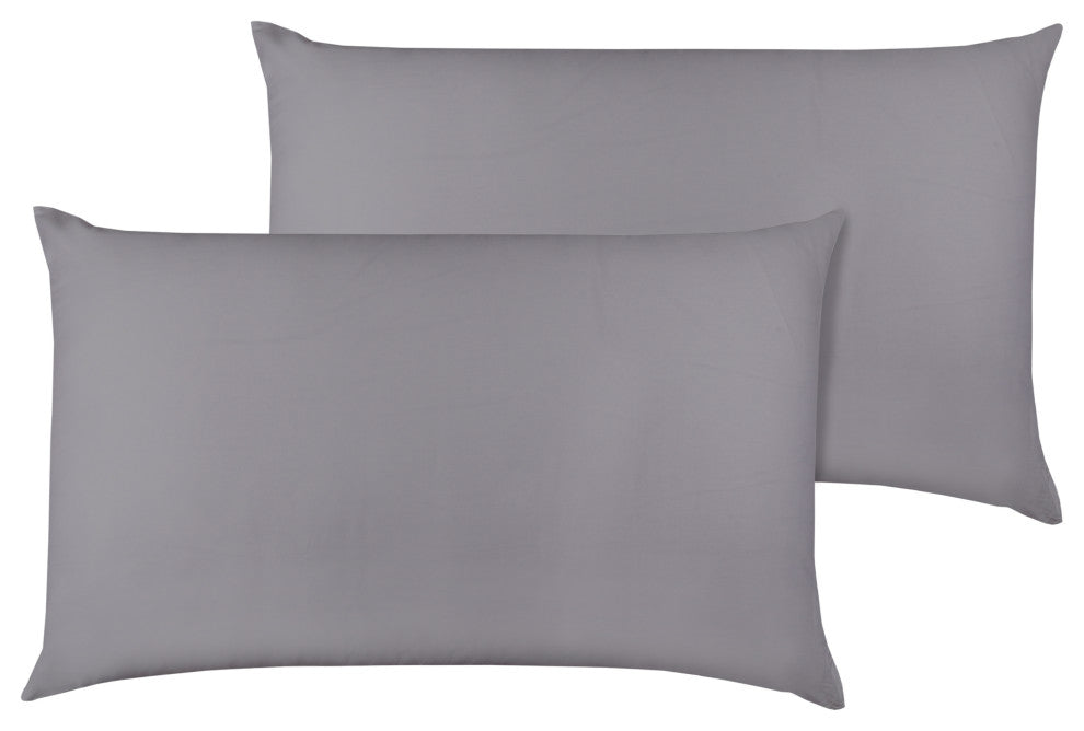 Organic Cotton Pillowcase Pair 300TC GOTS Certified, Dark Gray, Queen 21"x32"