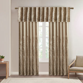 Madison Park Andora Embroidered Branches Faux Silk Window Panel, Blue, Tan, 84"