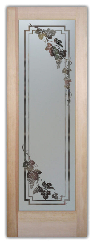 Pantry Door - Vineyard Grapes Cascade - Primed - 30" x 96" - Knob on Right -...