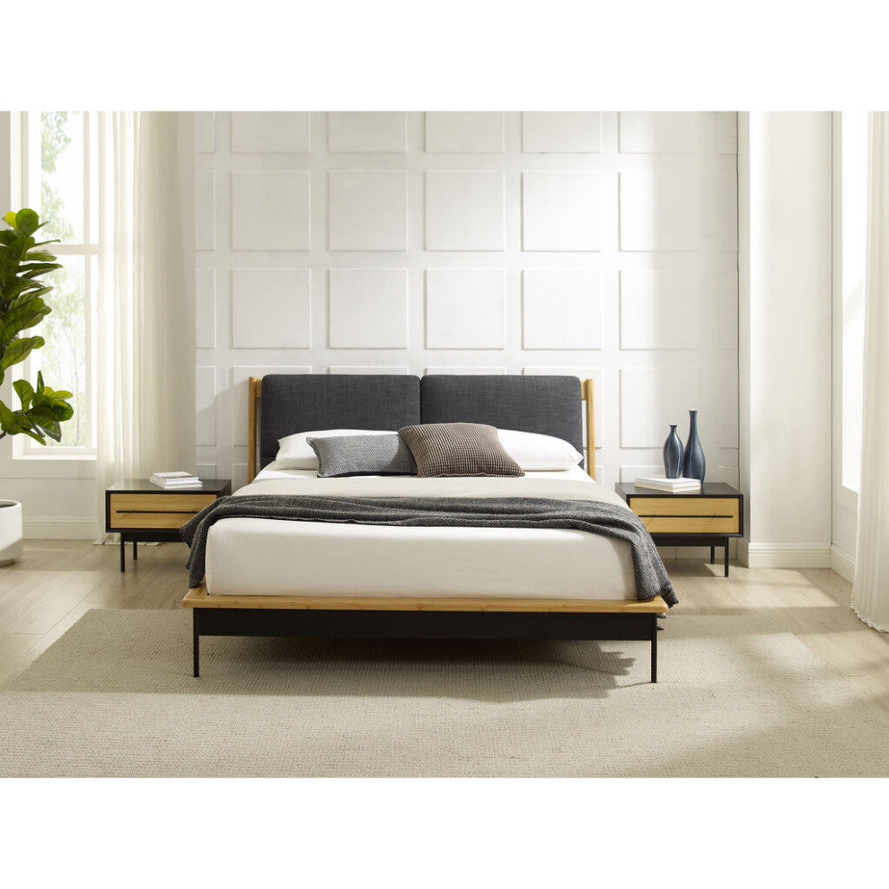 Greenington Santa Cruz King Platform Bed with Fabric | Wheat
