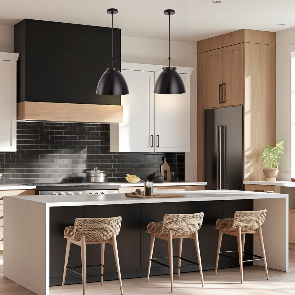 Modern 1-Light Black Metal Pendant Light