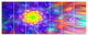 Bright Blue Fractal Petals Dandelion, Floral Canvas Art Print, 83"x32", 7 Panels