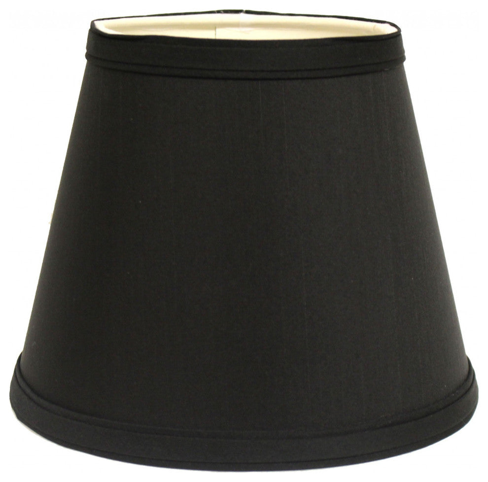 19" Black With White Empire Slanted Shantung Lampshade