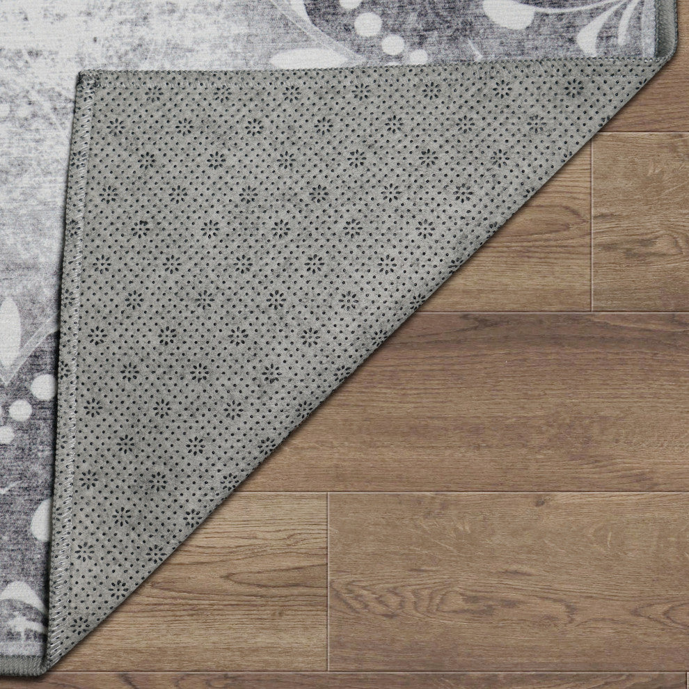 My Magic Carpet Washable Rug Dardon Bordered Gray, 3' X 5'
