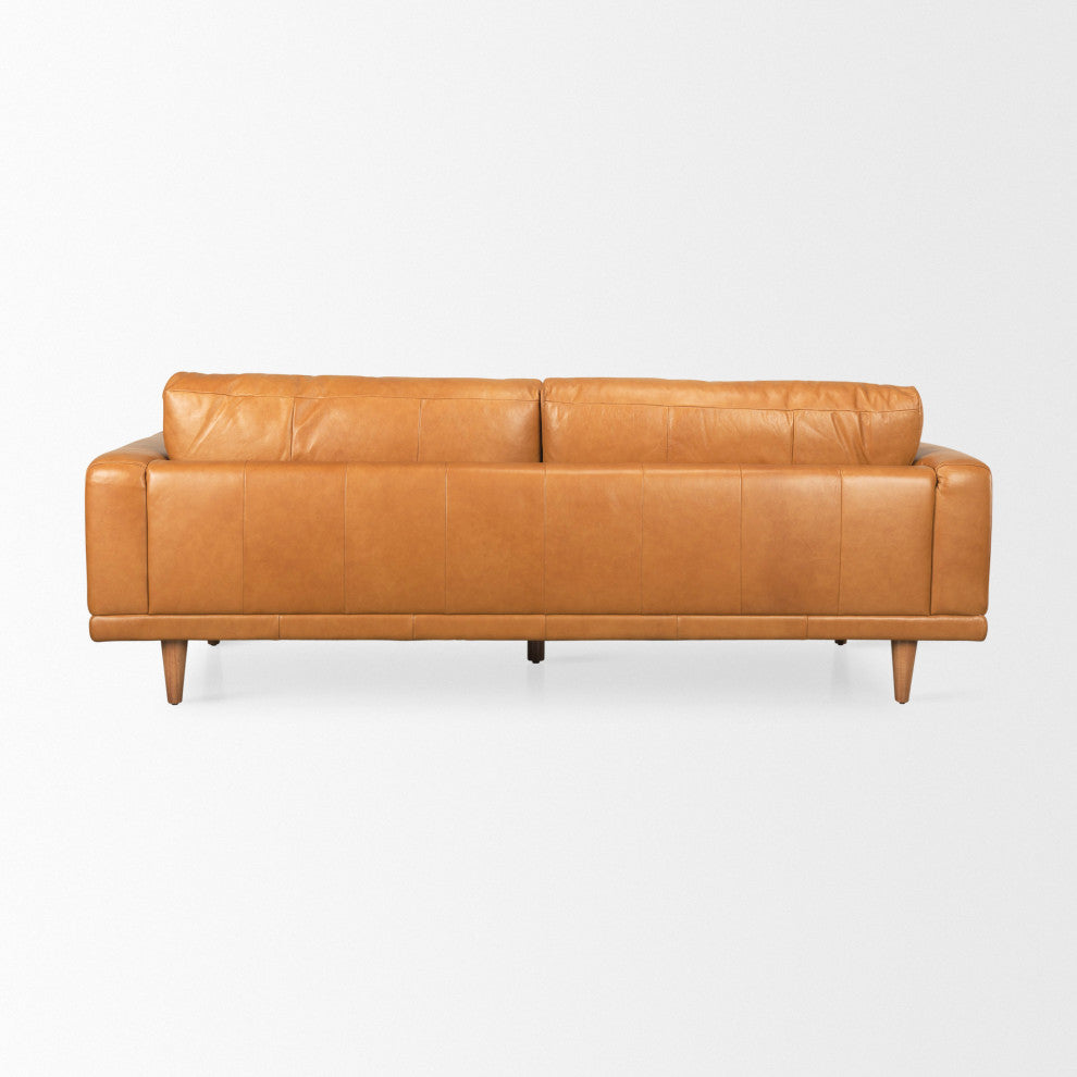 Cedrick 90.6Lx36.6Wx31.5H Tan Leather Sofa