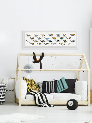 "Vehicle Alphabet" Framed Painting Print, 45x15
