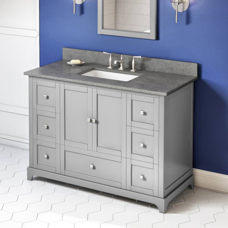 Addington Modern 48" Grey Vanity, Steel Grey Cultured Marble Vanity Top