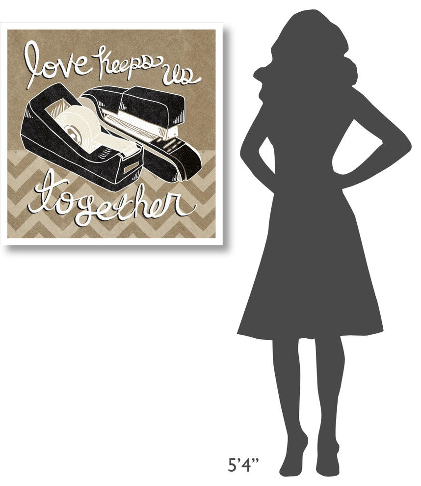 "Love Keeps Us Together Taupe" Digital Paper Print by Mary Urban, 32"x32"