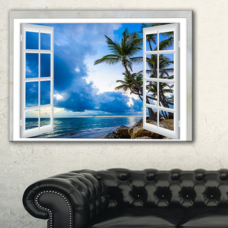 "Window Open To Cloudy Blue Sky" Landscape Wall Art Print, 32"x16"