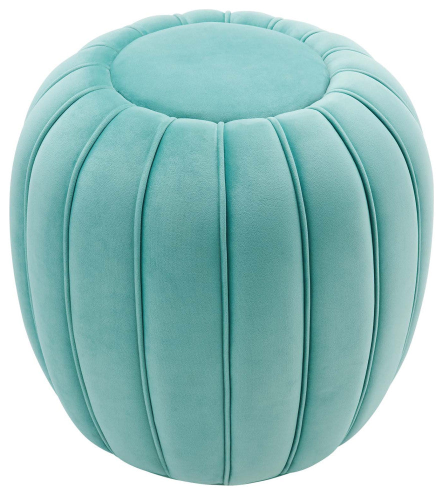 Celebrate Channel Tufted Performance Velvet Ottoman, Mint