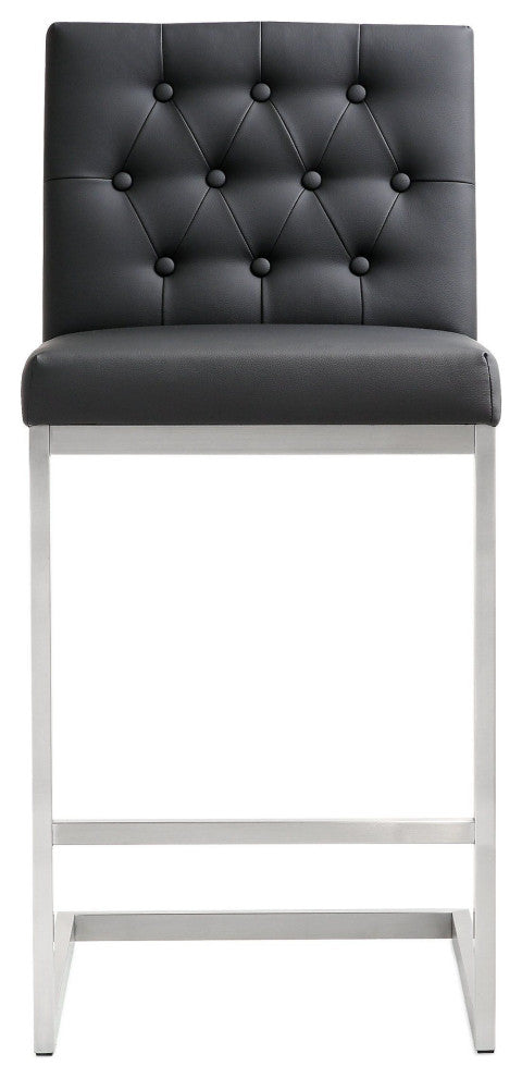 Helsinki Black Stainless Steel Counter Stool - Set of 2 - Black