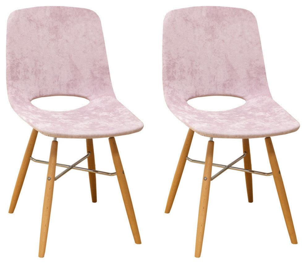 Mod Made Morza Armless Dining Accent Chair, Set of 2 (Pink)