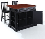Drop Leaf Breakfast Bar Top Kitchen Island, Black, 24" Black School House Stools