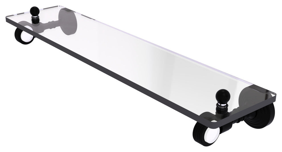 Pacific Grove 22" Glass Shelf with Groovy Accents, Matte Black