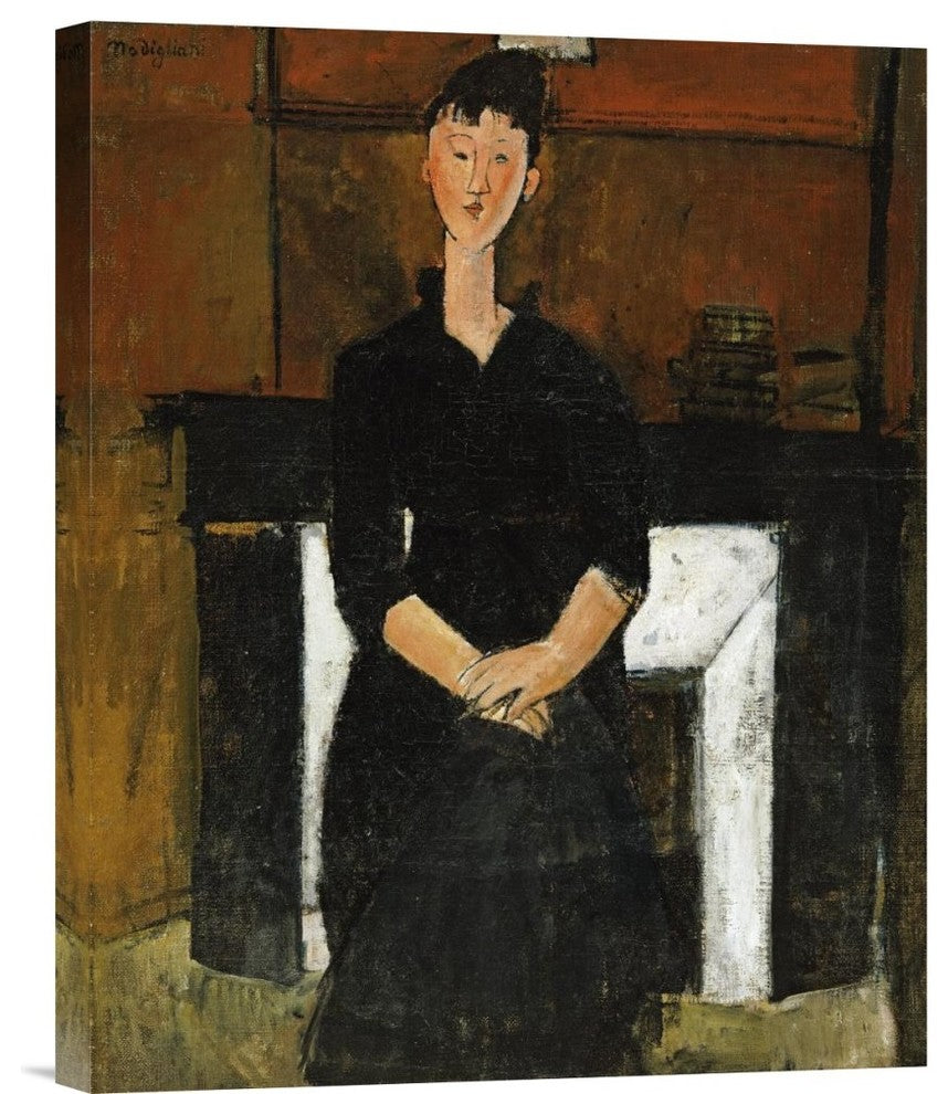 "Woman Sat By a Fireplace" Stretched Canvas Giclee by Amedeo Modigliani, 18"x22"