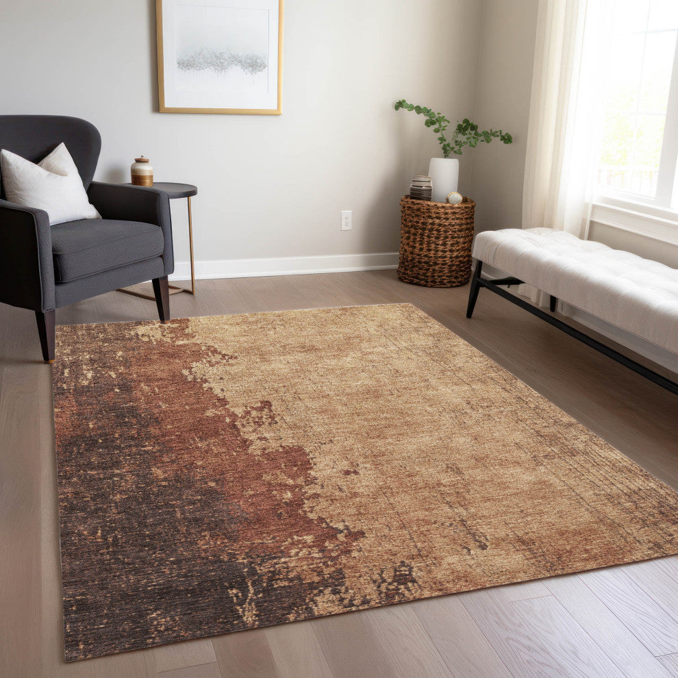 Machine Washable Indoor/Outdoor Chantille ACN1904 Orange 10' x 14' Rug