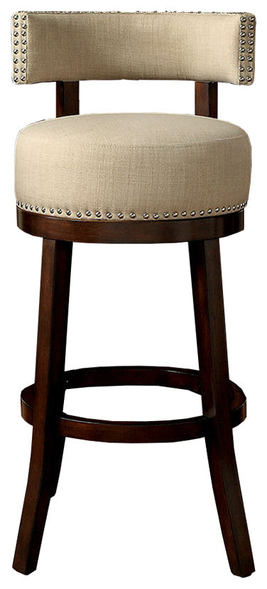 Lynsey Contemporary 24"Barstool With Linen Cushion, Beige Finish, Set Of 2