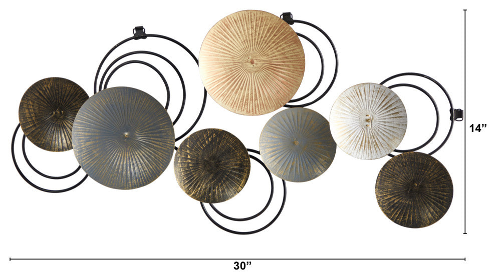 30" x 14" Rays Metal Plates Wall Art Decor