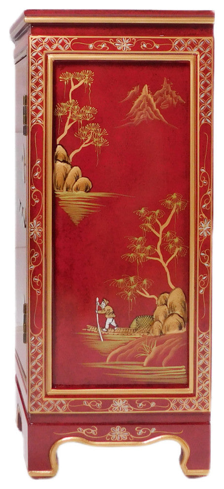 32" Tortoise Shell Red Oriental Cabinet