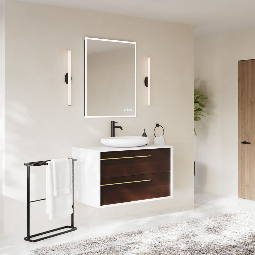The Rhone Bathroom Vanity, Smoke Grey, 42", Single Sink, Wall Mounted