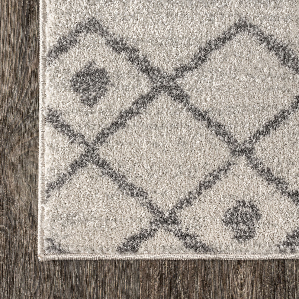 Aksil Moroccan Beni Souk Area Rug, Cream/Gray, 3 X 5