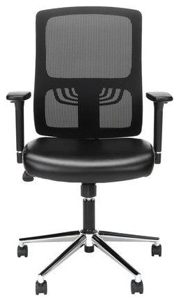 OFM Mid Back Mesh Back With Leather Seat Office Chair, Lumbar Support, ESS-3048