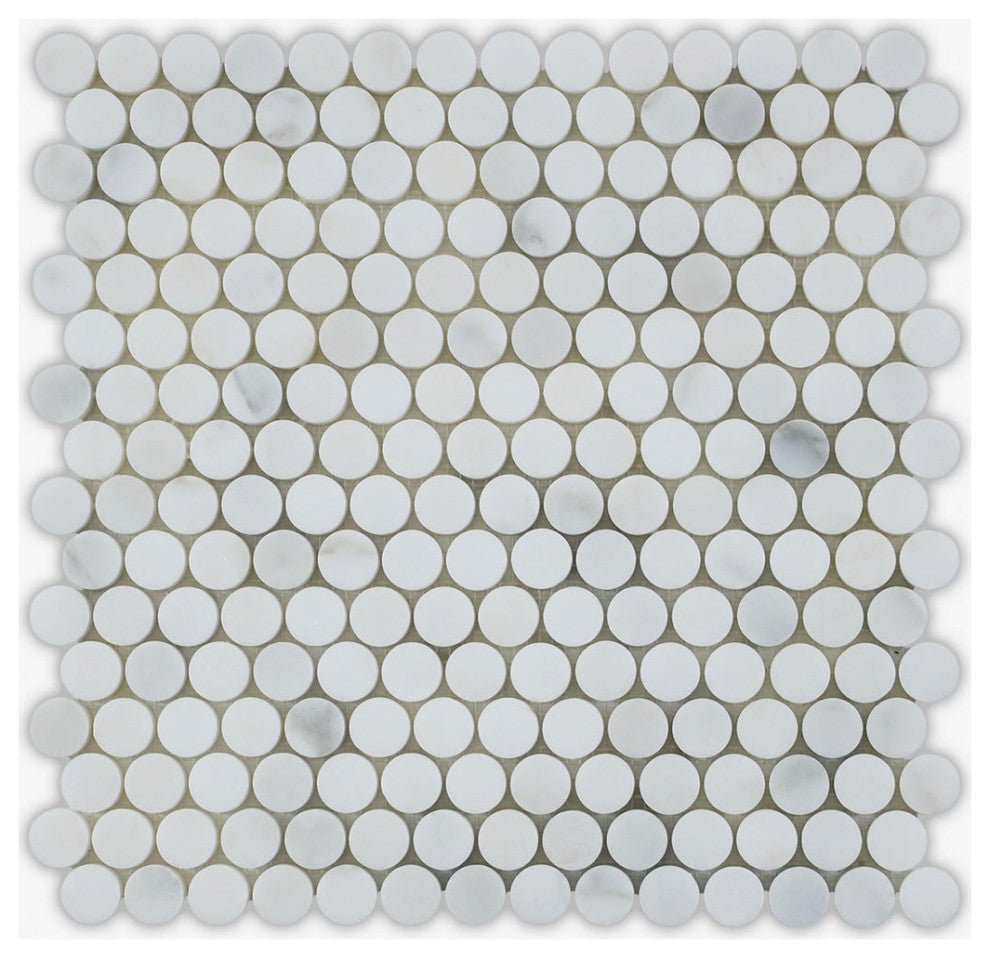 Calacatta Polished Penny Round Marble Mosaic