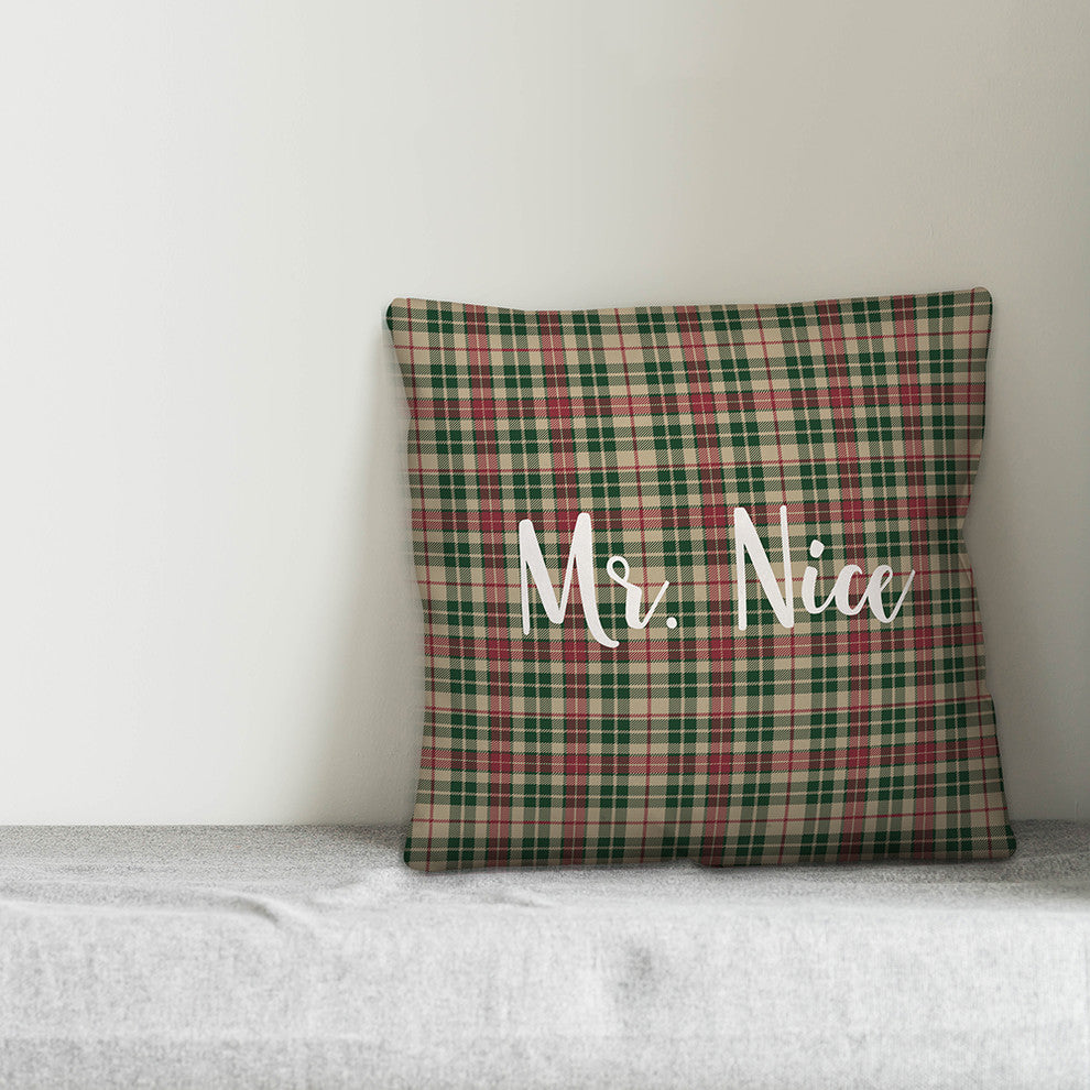 Mr. Nice, Tartan Plaid 18x18 Throw Pillow