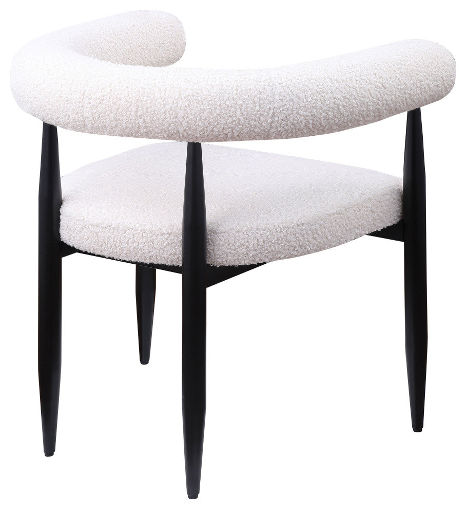 Dunmore Boucle Upholstered Dining Arm Chair Cream, Set of 2