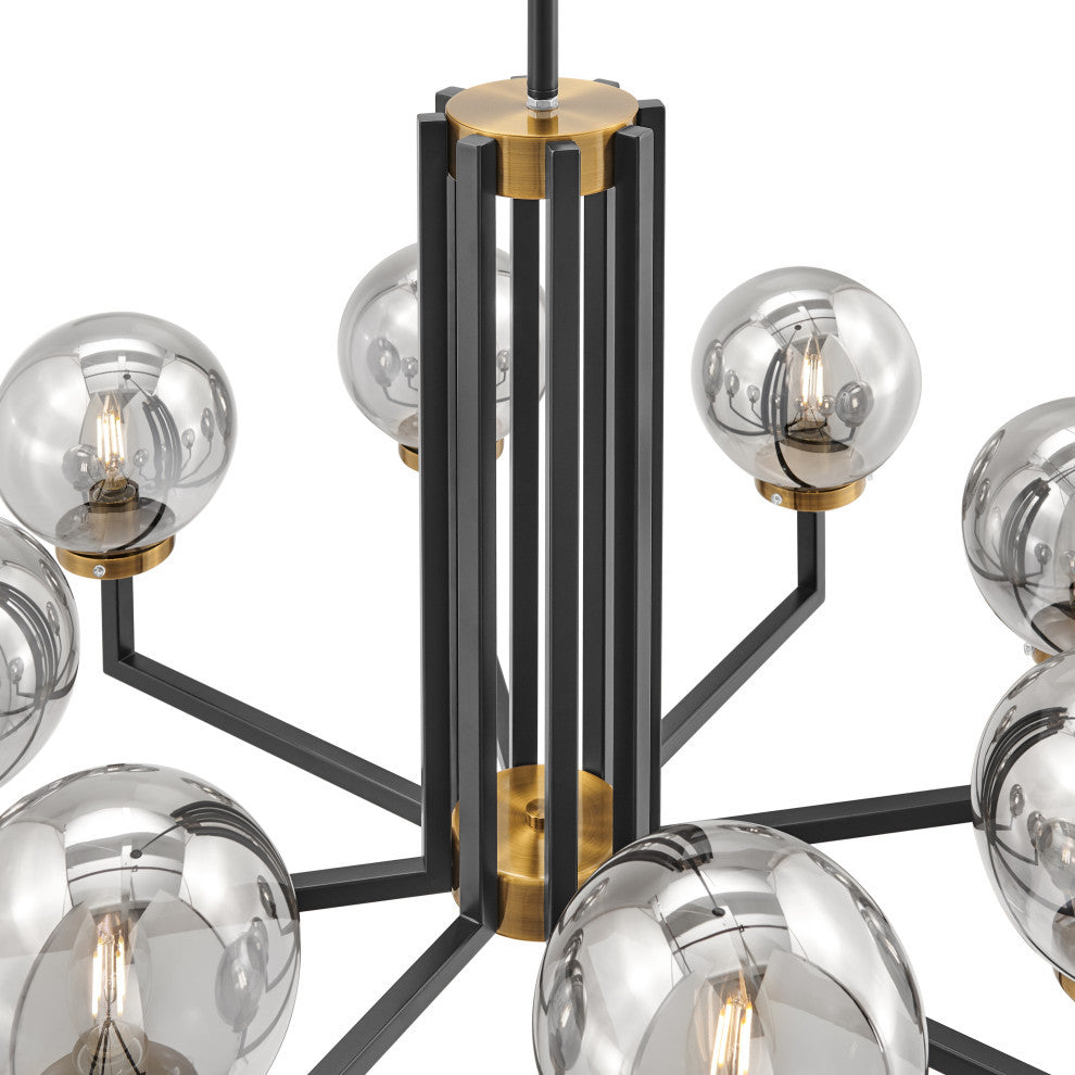Monachopsis Dimmable LED Integrated Chandelier, Gold and Black, Small