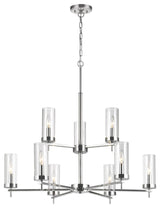 Zire 9-Light Chandelier, Chrome
