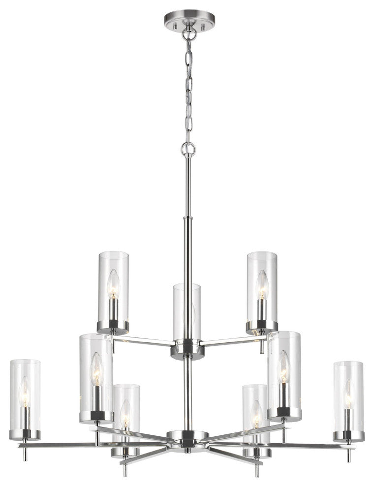 Zire 9-Light Chandelier, Chrome
