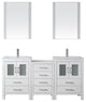 Virtu Dior 66" Double Bathroom Vanity, White, Polished Chrome Faucet, Mirrors