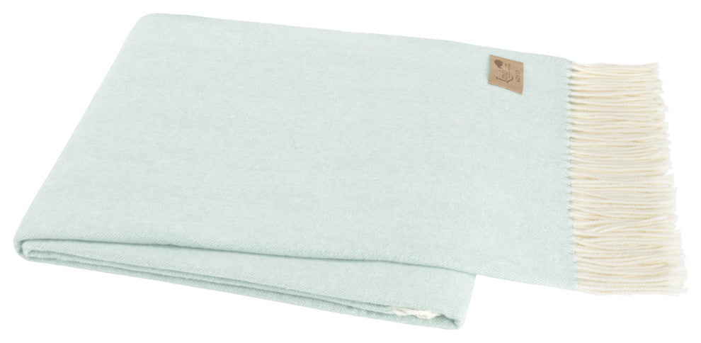 Italian Herringbone Throw, Ice Blue