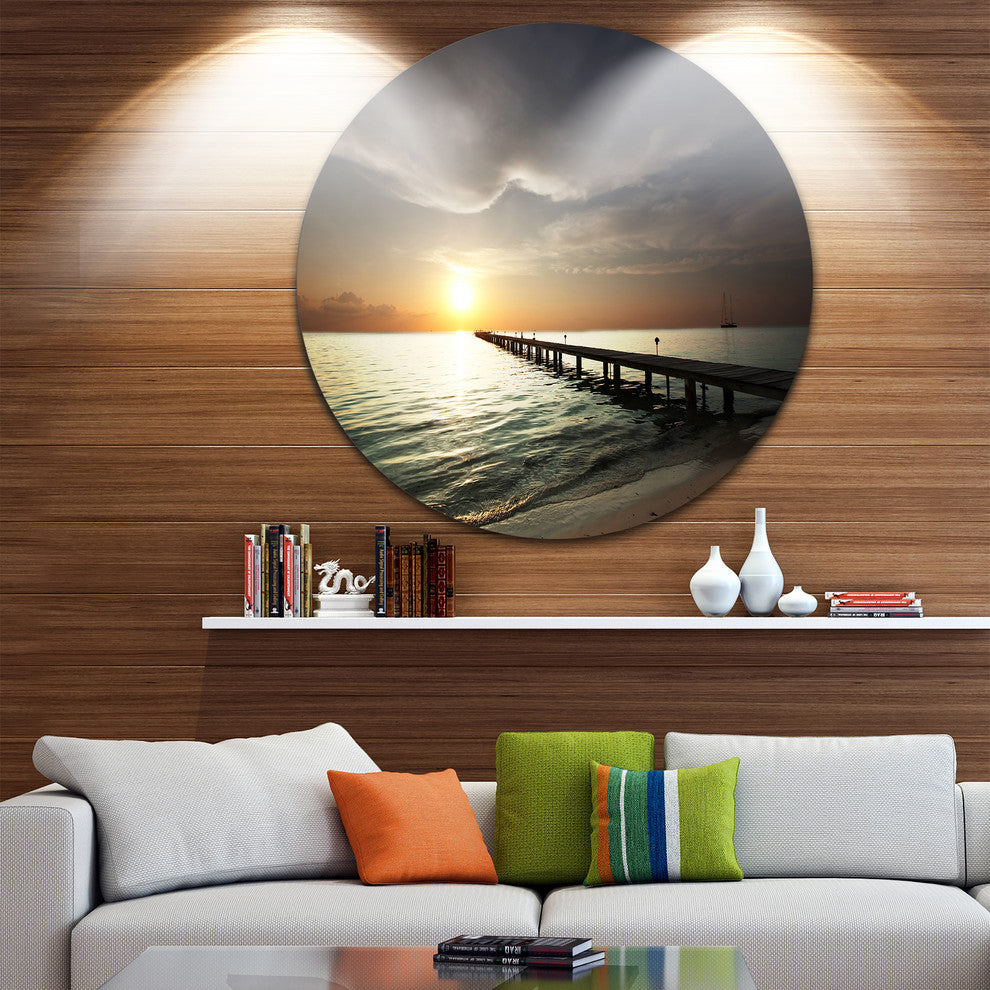Long Boardwalk In The Cloudy Dark Sea, Sea Bridge Disc Artwork, 23"
