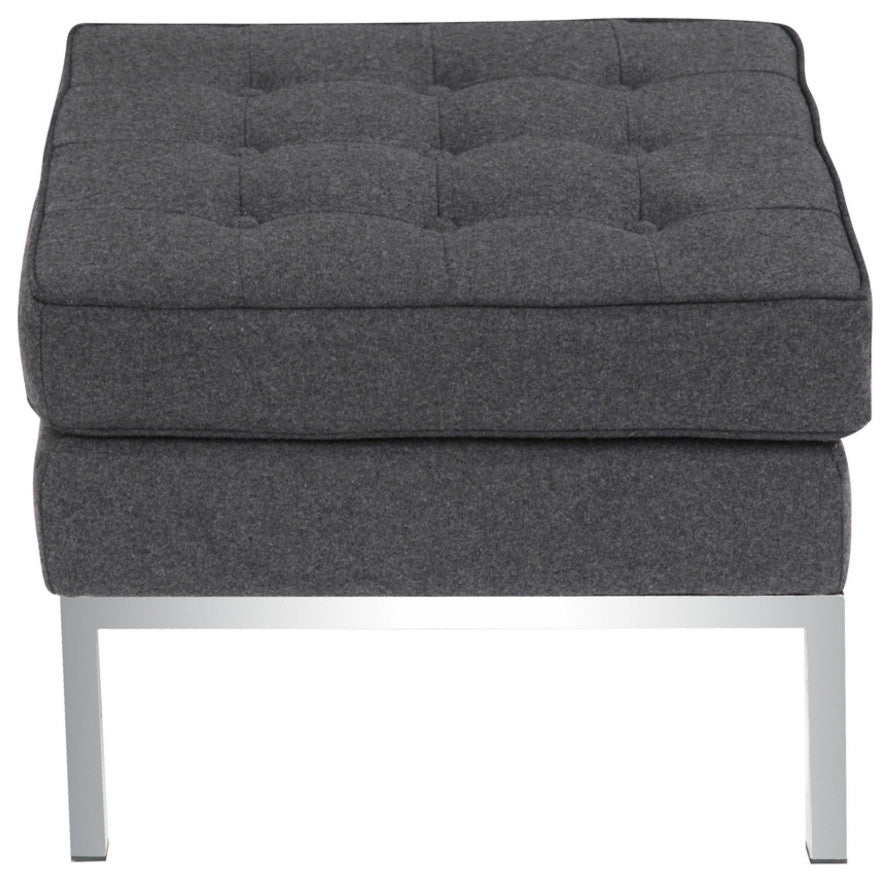 Classics Button Ottoman in Wool, Gray