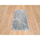 Gray, Hand Knotted Broken Kashan Design, Wool With Silk, Runner Rug, 2'6"x6'1"