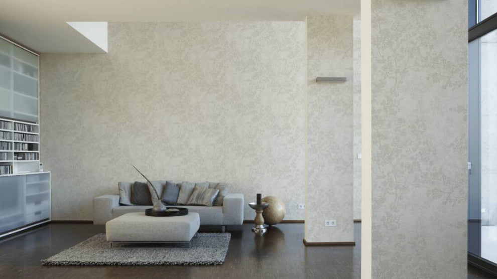 Floral Textured Wallpaper Featuring Branches And Leaves, 373972