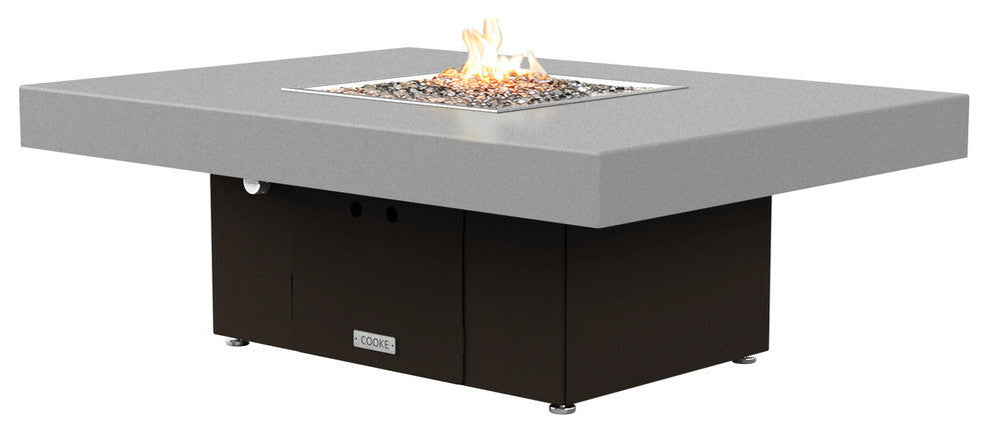 Rectangular Fire Pit Table, 48x36, Propane, Hilltop Gray, Bronze