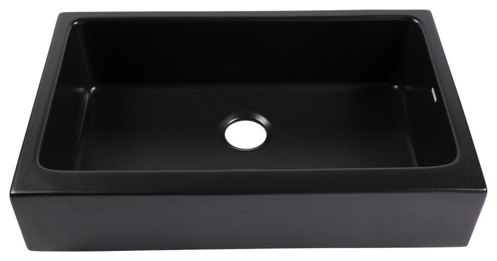 Grace Matte Black Fireclay 34" Single Bowl Quick-Fit Undermount Kitchen Sink