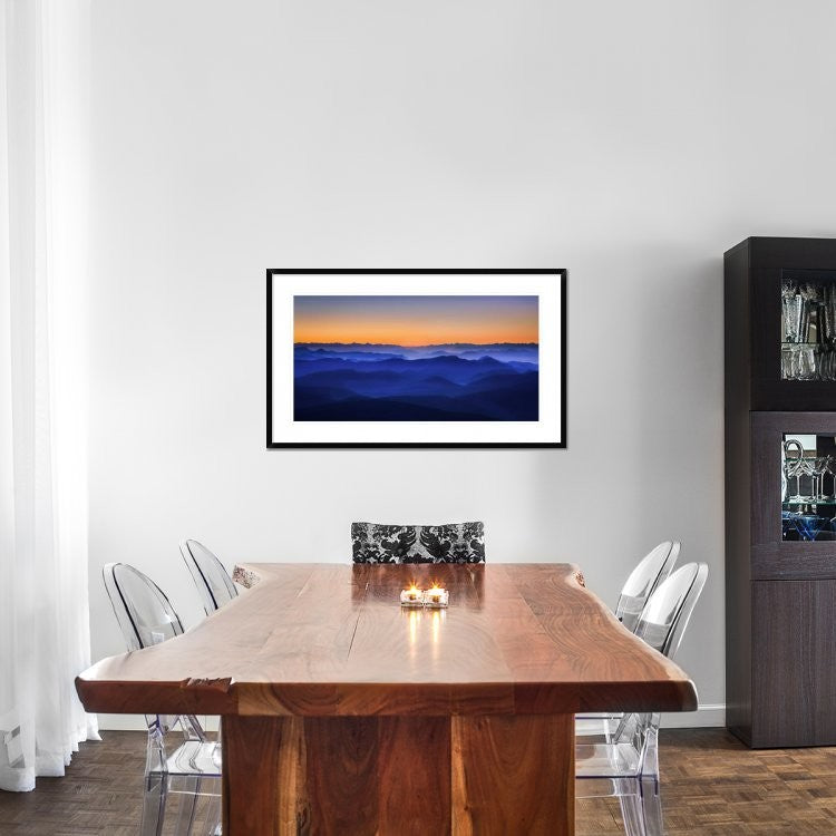 "Misty Mountains" Framed Digital Print by David Bouscarle, 44x26"