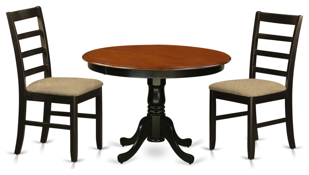 3 Pc Set With A Dining Table And 2 Dinette Chairs In Black And Cherry