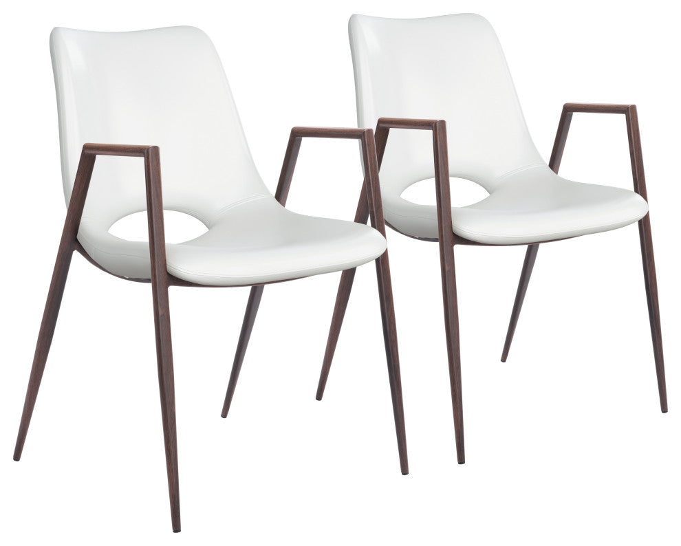 Desi Dining Chair, Set of 2 White/Walnut
