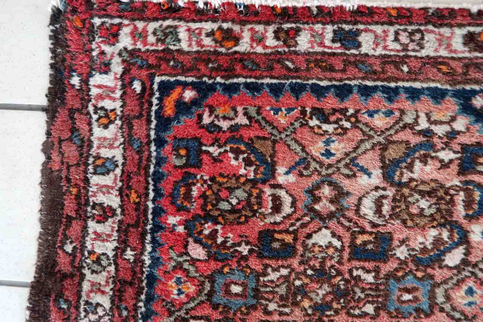 Handmade Vintage Persian Hamadan Rug 2'x2.8', 62cmx86cm, 1970s