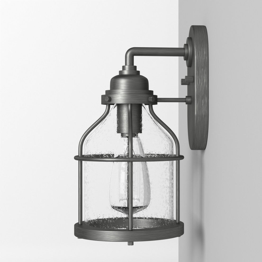Brensten 1-Light Outdoor Wall Lantern, Weathered Iron