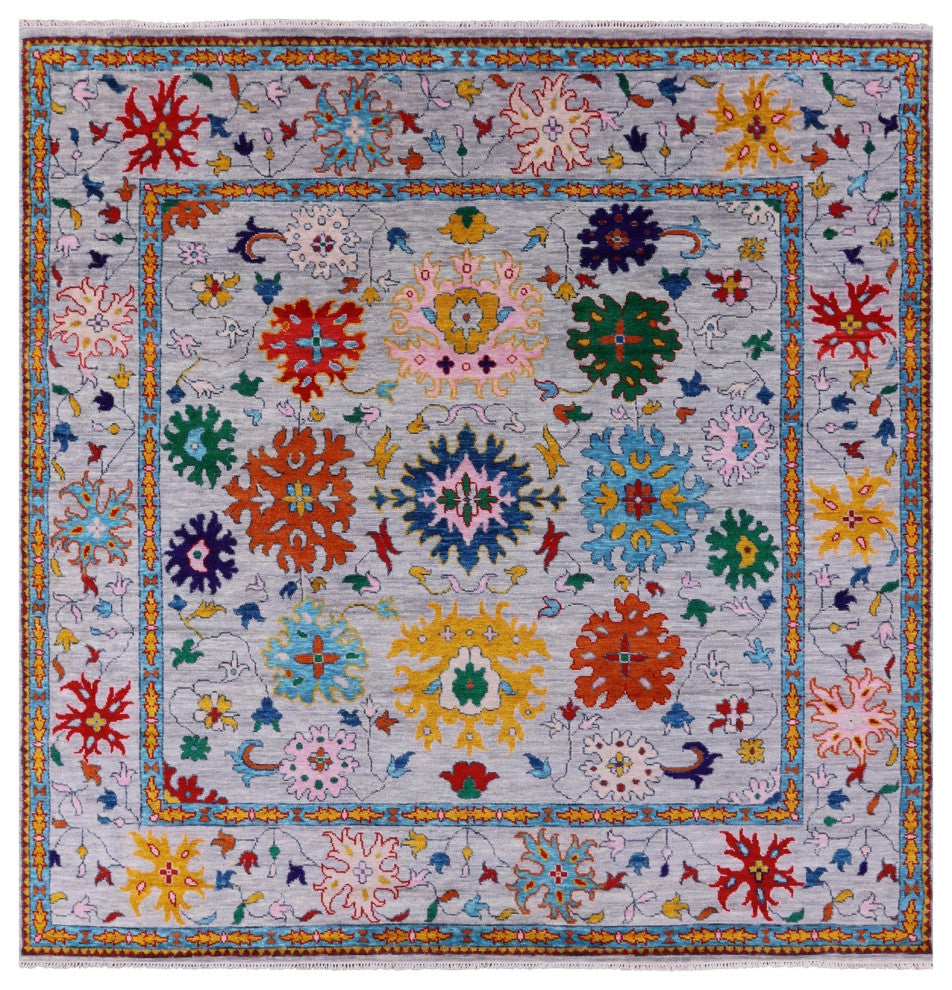 10' Square Turkish Oushak Handmade Wool Rug - Q13288